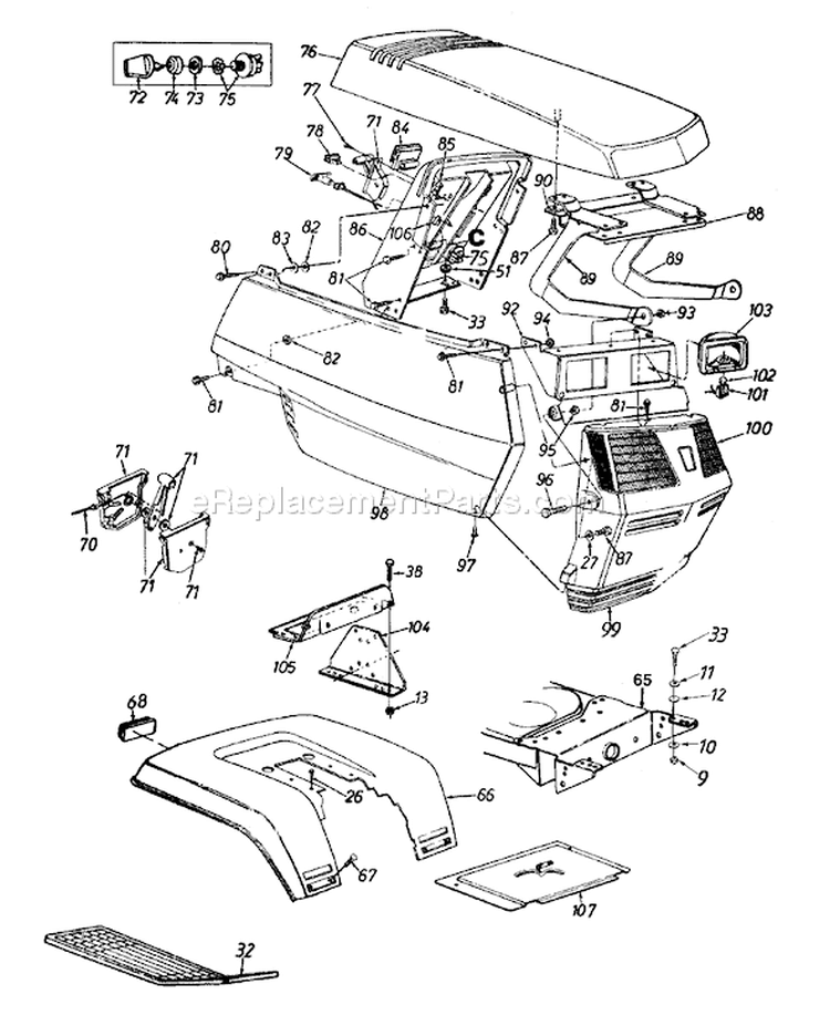 Page E Diagram and Parts List for 13AD674G401 1998 Yard Man Lawn Tractor